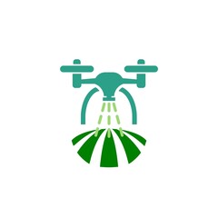 Smart farm with drone control icon isolated on white background