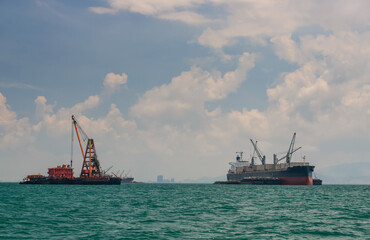 Big marine oil cargo ship at Koh Sichang, Chonburi