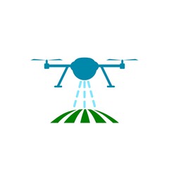 Smart farm with drone control icon isolated on white background