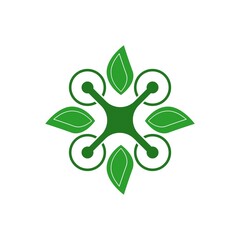 Smart farm with drone control icon isolated on white background