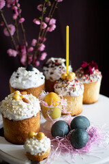 easter cake with eggs and flowers