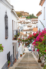 Fototapeta na wymiar View of the town of Almonaster la Real in Huelva, Andalusia, Spain 