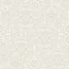SEAMLESS VECTOR BACKGROUND PATTERN wedding bridal decorative ornate classic lace victorian floral motif in soft light subtle natural oatmeal beige grey. lacey filagree backdrop fill