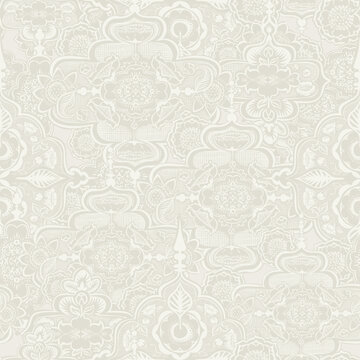 SEAMLESS VECTOR BACKGROUND PATTERN wedding bridal decorative ornate classic lace victorian floral motif in soft light subtle natural oatmeal beige grey. lacey filagree backdrop fill
