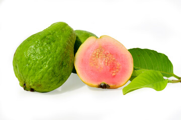 Fresh green guava fruit isolated on white background