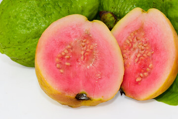 Fresh green guava fruit isolated on white background