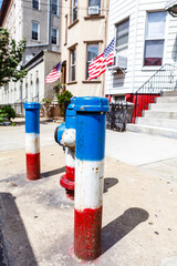 Fototapeta na wymiar American flags and decoration in the steets of Brooklyn, New York City on the 4th of July - United States of America