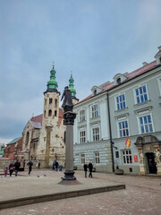 Fototapeta premium KRAKOW, POLAND, 7 JANUARY 2022: The market square