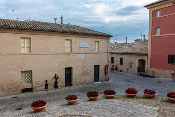 RECANATI, ITALY, 21 JULY 2021 Square in the historic town center