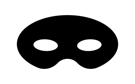 recommend clip art: Mask superhero carnival or opera theatre vector icon. Black masquerade costume eye mask silhouette hidden burgar face. Simple design incognito theatre party masque shape clip art illustration.