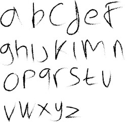hand drawn alphabet lowercase a to z