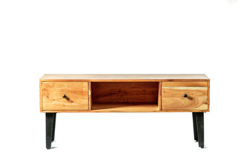 Wooden console table console table with drawers isolated on white background