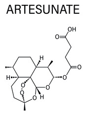Skeletal formula of Artesunate malaria drug molecule.