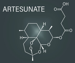 Skeletal formula of Artesunate malaria drug molecule.