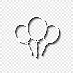 Balloons simple icon vector. Flat design. White with shadow on transparent grid.ai
