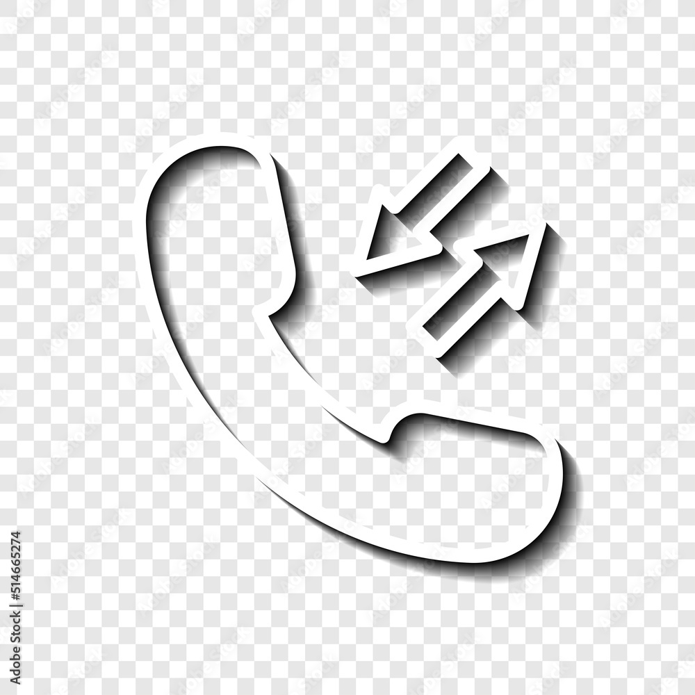 Poster call simple icon, vector. flat design. white with shadow on transparent grid.ai