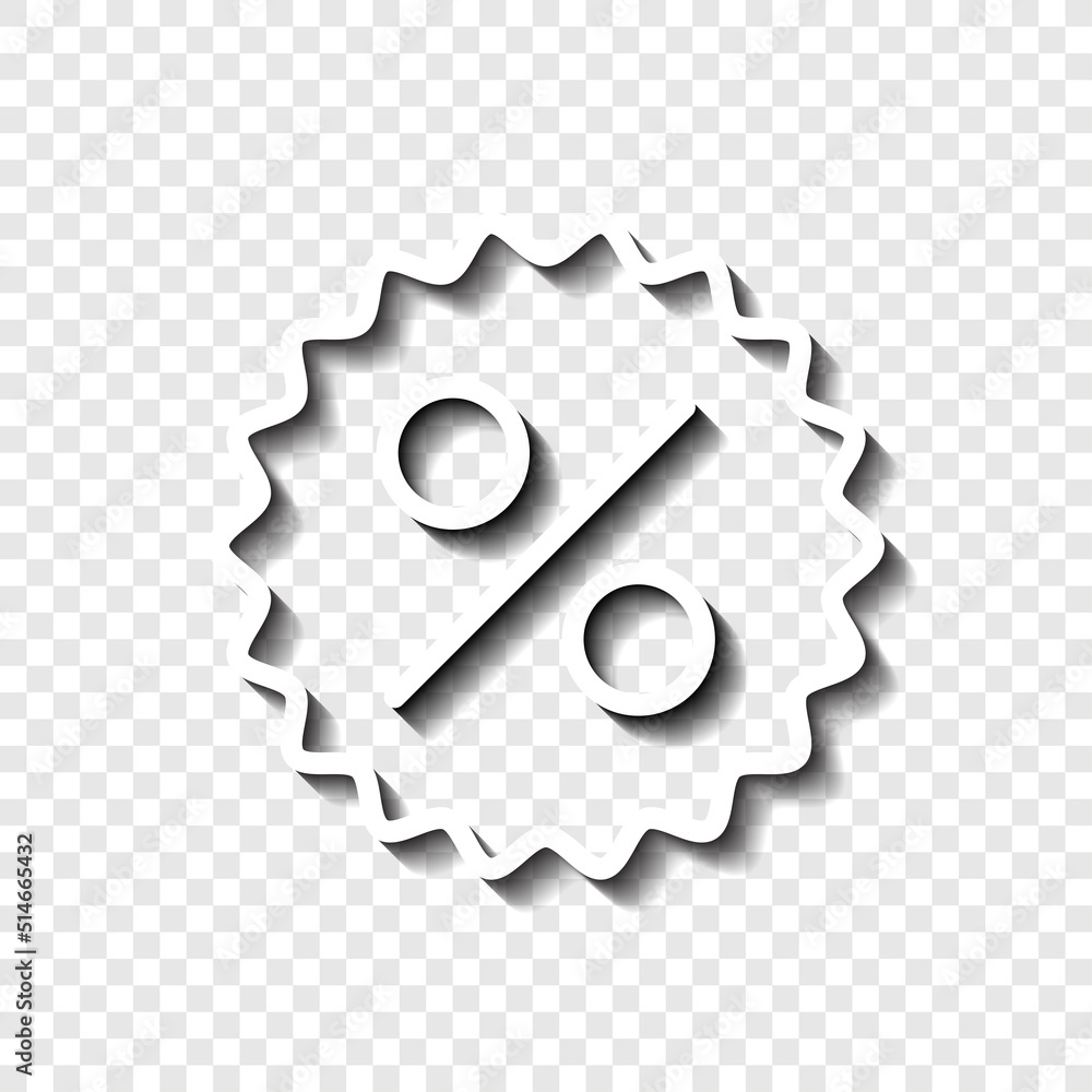 Poster discount icon vector. flat design. white with shadow on transparent grid.ai