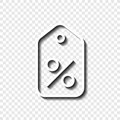 Discount simple icon vector. Flat design. White with shadow on transparent grid.ai