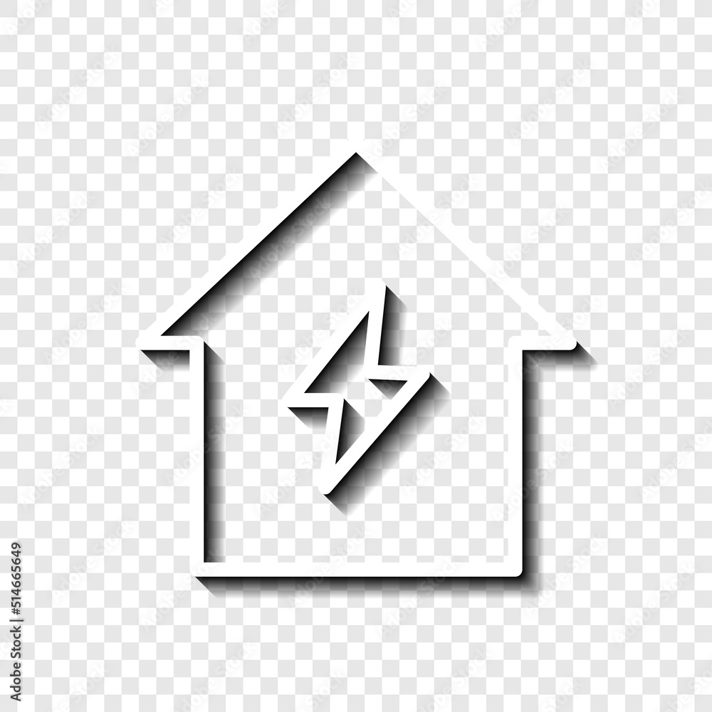 Aufkleber flash, house simple icon vector. flat design. white with shadow on transparent grid.ai
