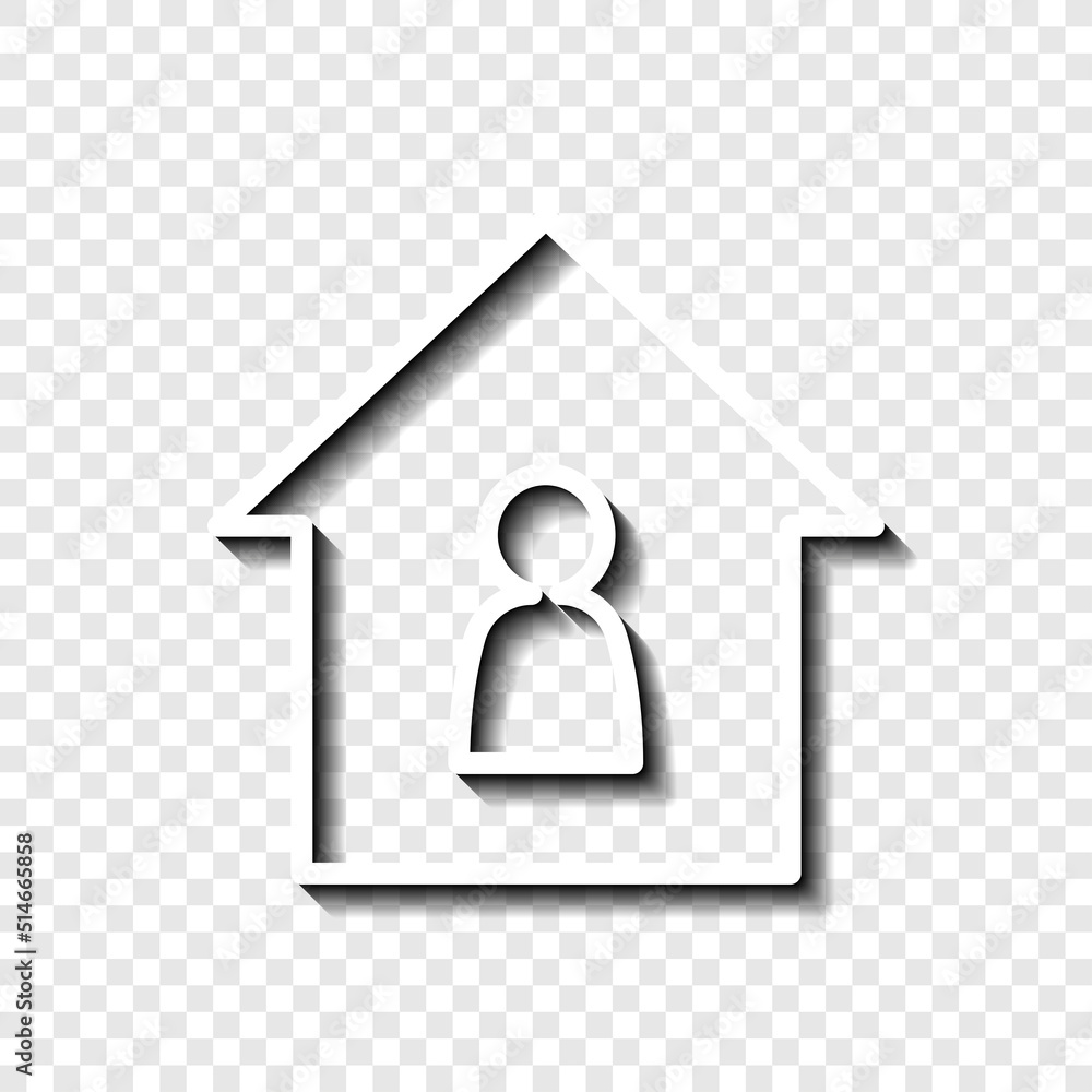 Poster human, house simple icon vector. flat design. white with shadow on transparent grid.ai