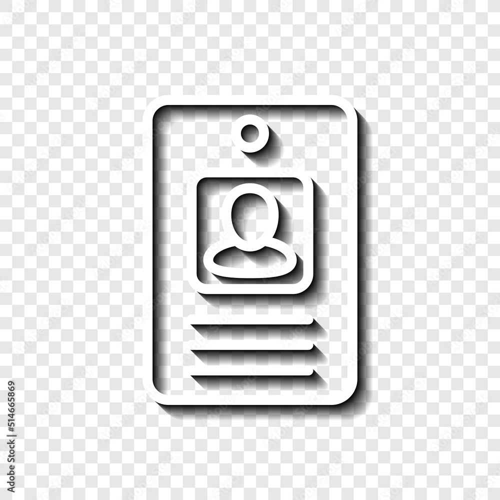 Poster id card icon vector. flat design. white with shadow on transparent grid.ai