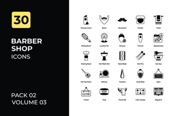 barbershop icons Collection. Set contains such Icons as hair, haircut, Saloon, Beauty saloon, and more.