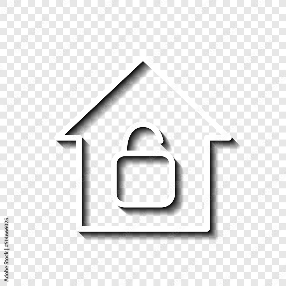 Poster lock, house simple icon vector. flat design. white with shadow on transparent grid.ai