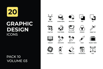 Graphic Design Icons Collection. Set contains such Icons as Selection, Shapes, Computer Mouse, Vector, and more.