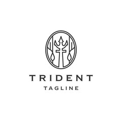 Trident line logo icon design template flat vector