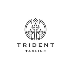 Trident line logo icon design template flat vector