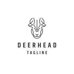 Deer head line logo design template flat vector