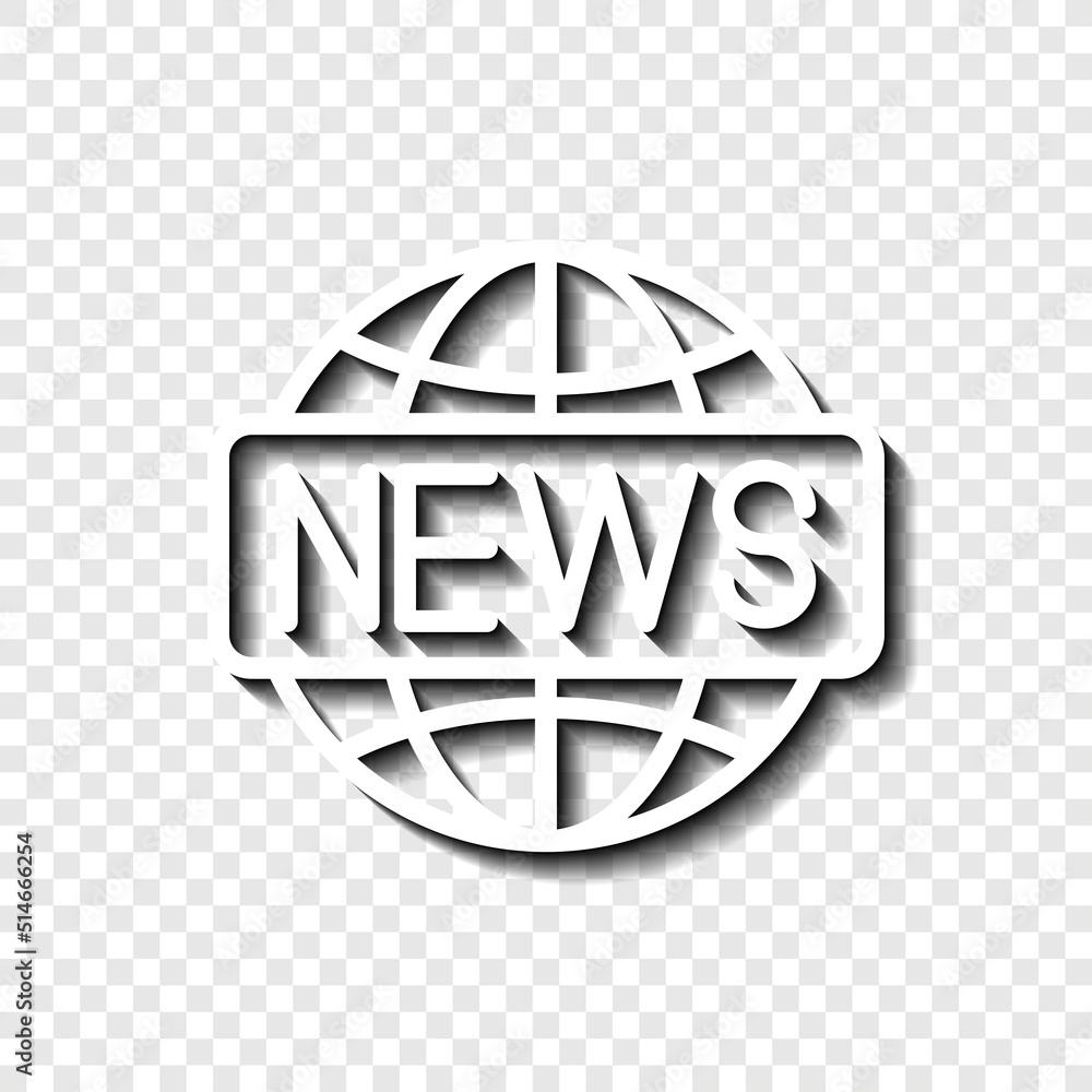 Poster news world simple icon vector. flat design. white with shadow on transparent grid.ai