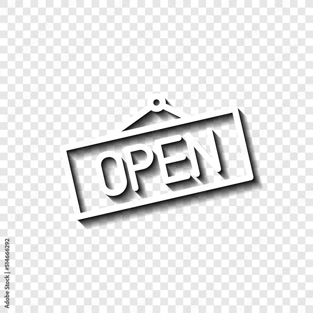 Poster open banner simple icon, vector. flat design. white with shadow on transparent grid.ai