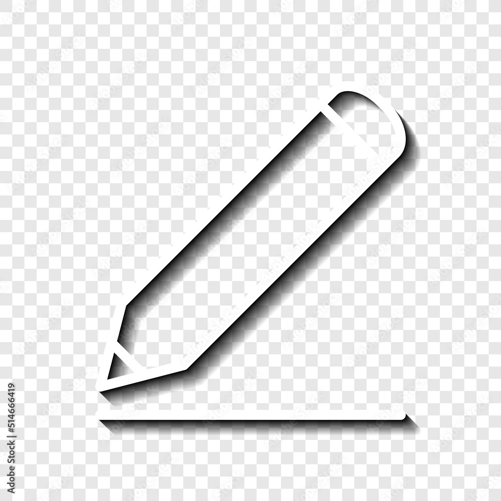 Poster pencil icon vector. flat design. white with shadow on transparent grid.ai