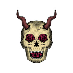 hand drawn devil skull illustration for tshirt jacket hoodie can be used for stickers etc