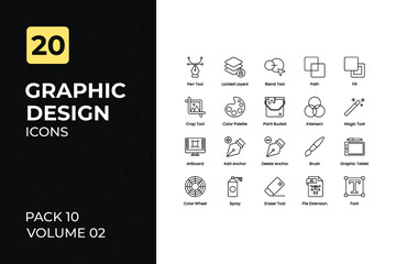 Graphic Design Icons Collection. Set contains such Icons as Selection, Shapes, Computer Mouse, Vector, and more.