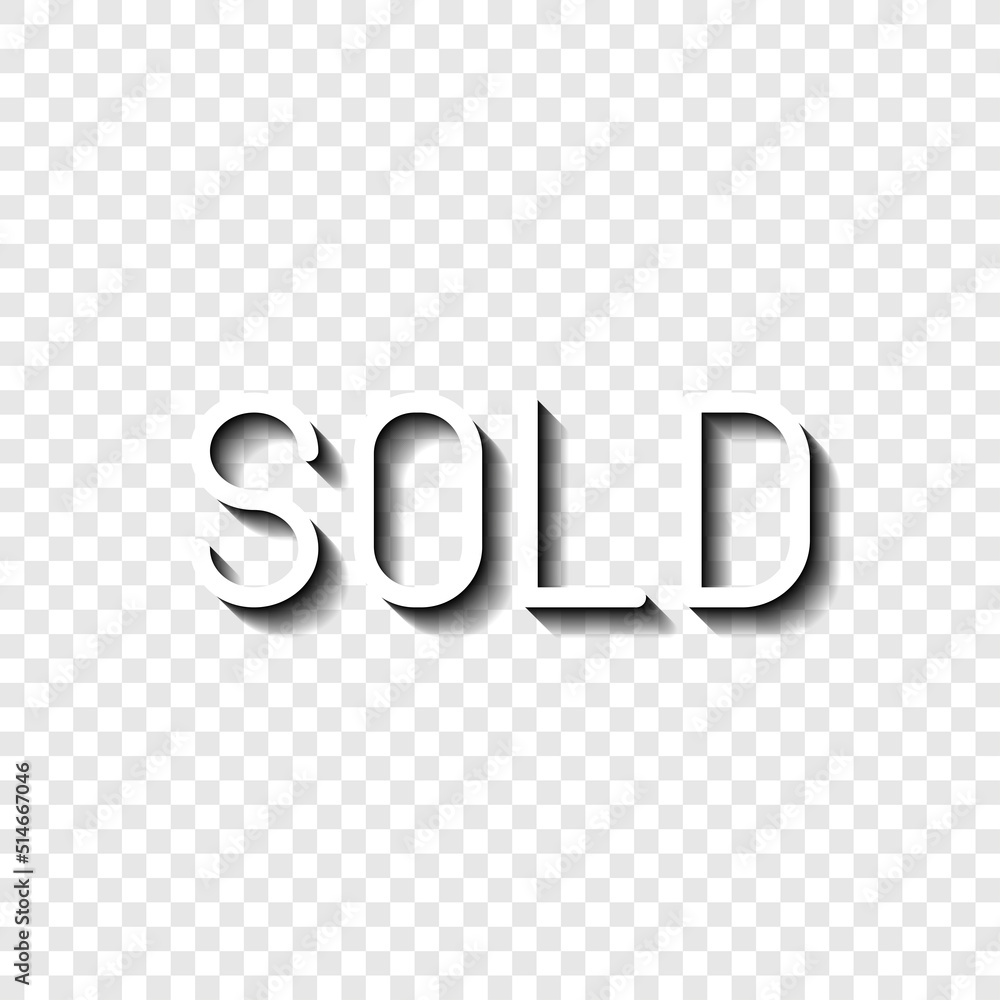 Poster sold simple icon vector. flat design. white with shadow on transparent grid.ai