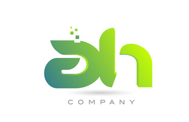joined AH alphabet letter logo icon combination design with dots and green color. Creative template for company and business