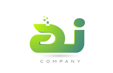 joined AJ alphabet letter logo icon combination design with dots and green color. Creative template for company and business