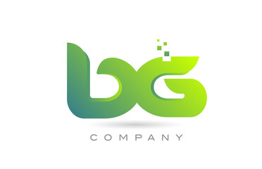 joined BG alphabet letter logo icon combination design with dots and green color. Creative template for company and business