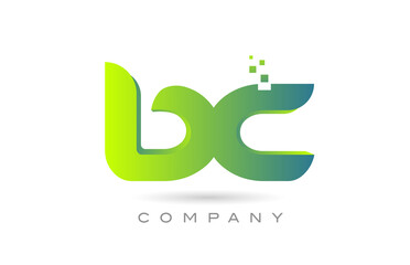 joined BC alphabet letter logo icon combination design with dots and green color. Creative template for company and business