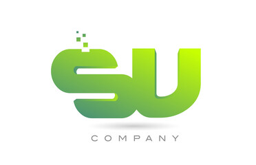 joined SV alphabet letter logo icon combination design with dots and green color. Creative template for company and business