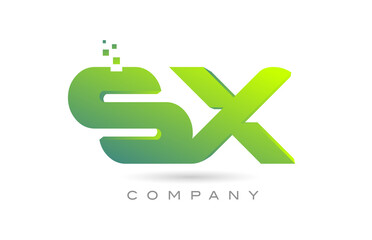 Obraz premium joined SX alphabet letter logo icon combination design with dots and green color. Creative template for company and business