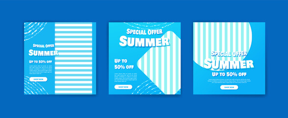 Summer sale social media post template. Vector for banners, posters and social media ads.