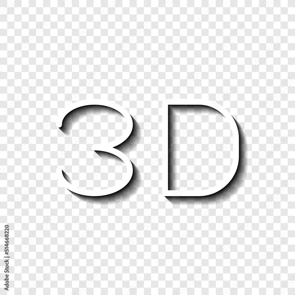 Poster 3d simple icon vector. flat design. white with shadow on transparent grid.ai