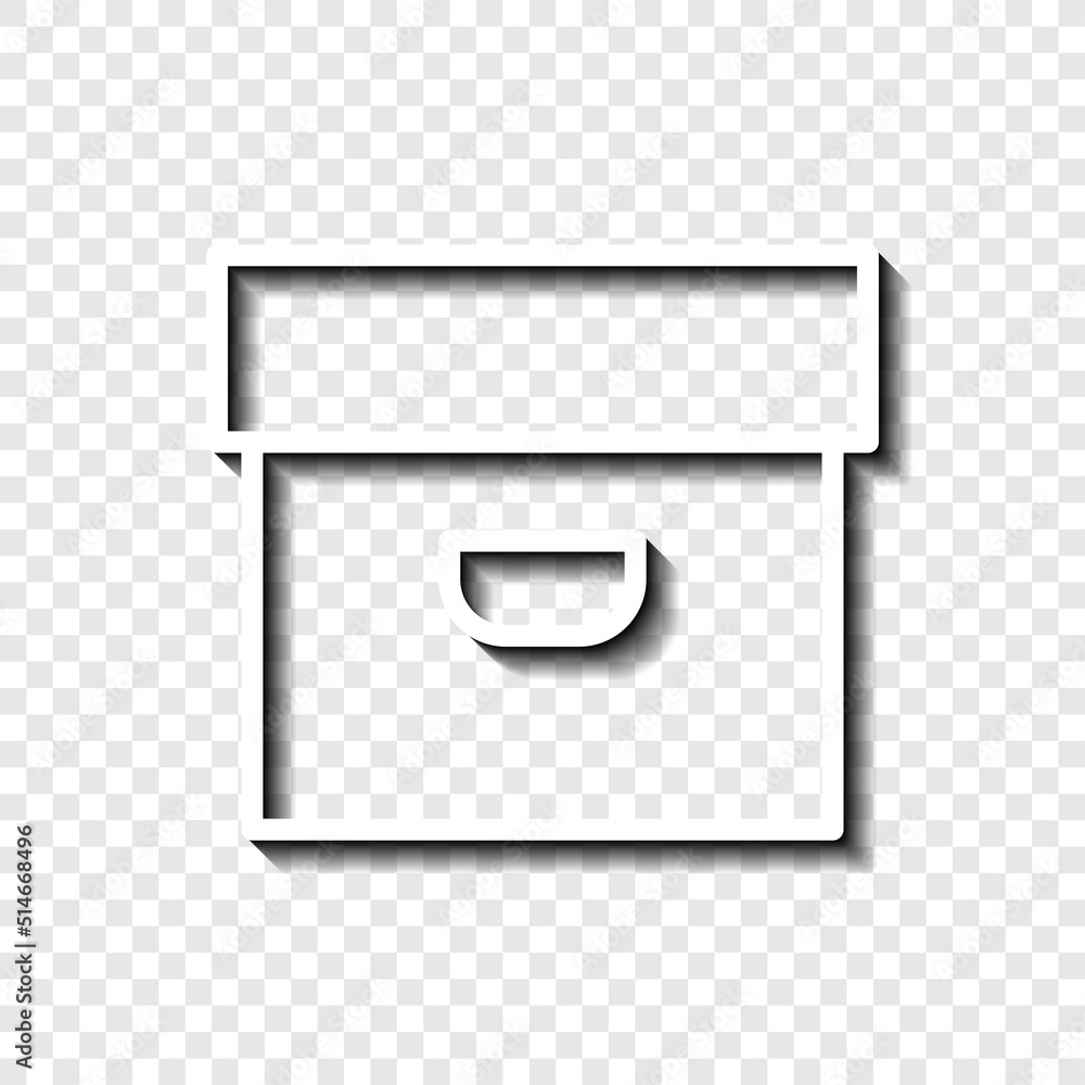 Aufkleber box icon vector. flat design. white with shadow on transparent grid.ai