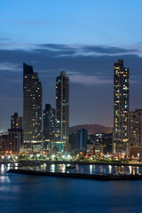 Naklejka premium City skyline at twilight, Panama city, Panama, Central America