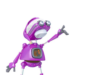 santa bot pointing up in white background