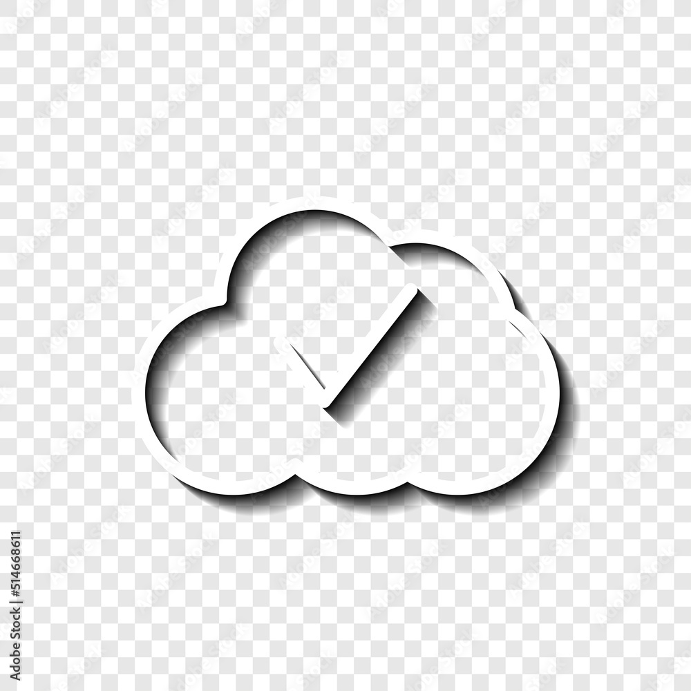 Poster confirm, cloud simple icon vector. flat design. white with shadow on transparent grid.ai
