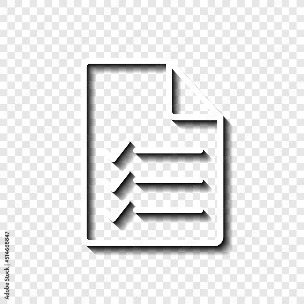 Poster document, list simple icon vector. flat design. white with shadow on transparent grid.ai